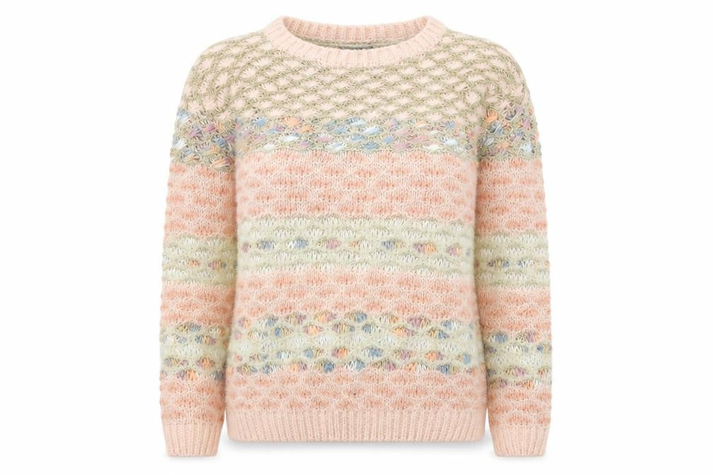 Warehouse Womens Multicoloured Round Neck Geometric Polyester Pullover Jumper Size 6