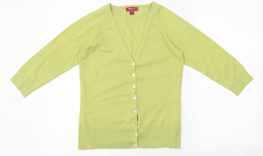 Monsoon Womens Green V-Neck Polyester Cardigan Jumper Size 8