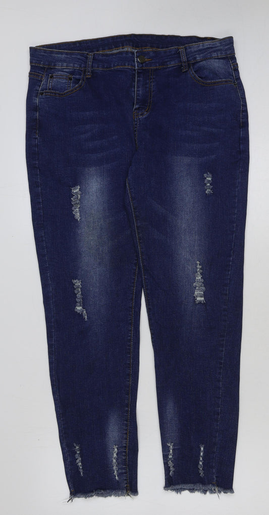 Marks and Spencer Womens Blue Cotton Skinny Jeans Size 36 in L29 in Regular Button
