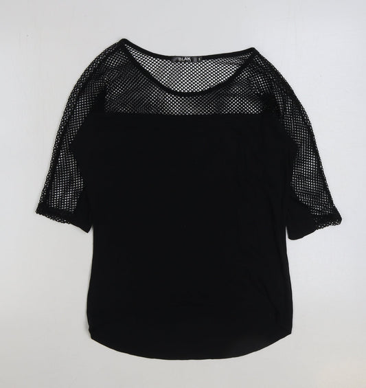 Blak Womens Black Polyester Basic T-Shirt Size S Round Neck - Cut Out