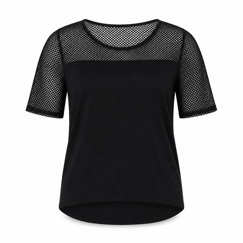 Blak Womens Black Polyester Basic T-Shirt Size S Round Neck - Cut Out