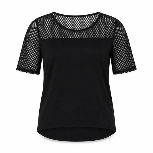 Blak Womens Black Polyester Basic T-Shirt Size S Round Neck - Cut Out