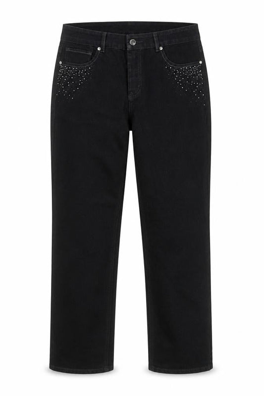 Charter Club Womens Black Cotton Straight Jeans Size 8 L32 in Regular Button