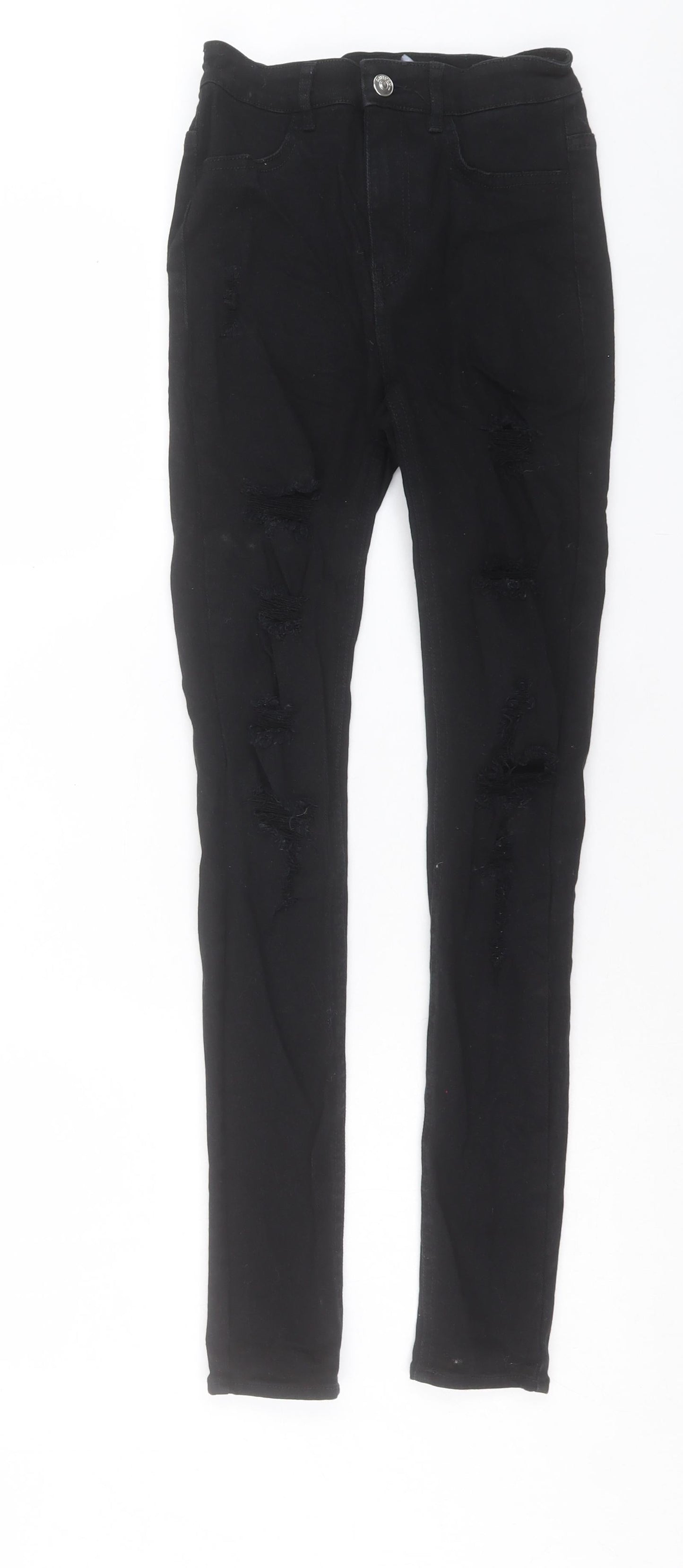 H&M Womens Black Cotton Skinny Jeans Size 6 L28 in Regular Button