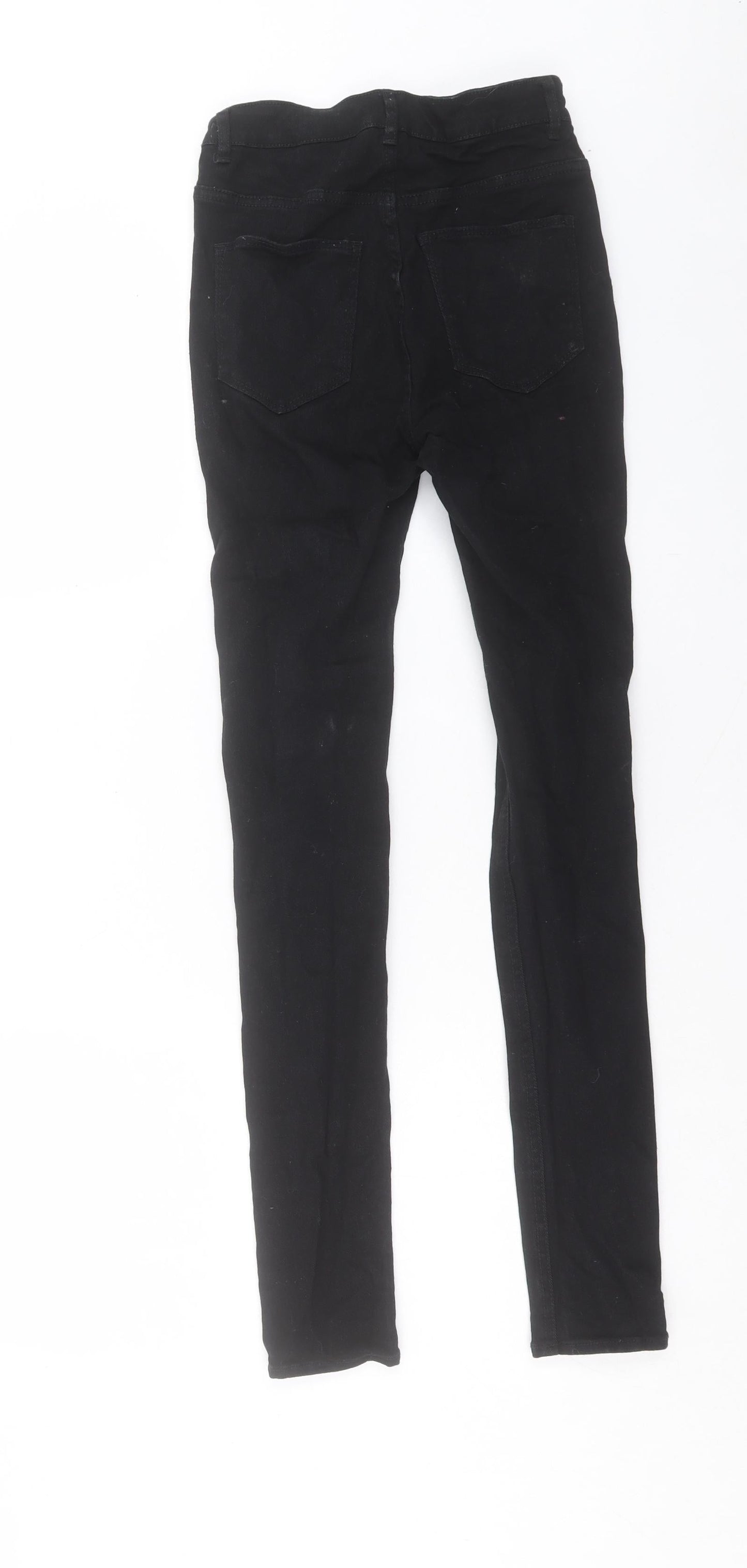 H&M Womens Black Cotton Skinny Jeans Size 6 L28 in Regular Button