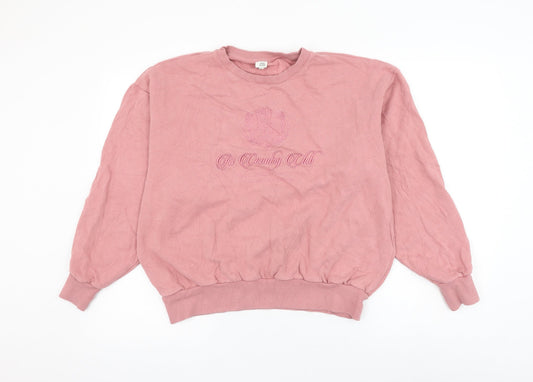 River Island Womens Pink Cotton Pullover Sweatshirt Size S Pullover - RI Country Club