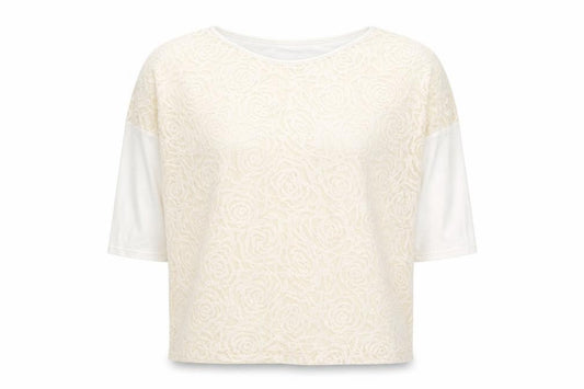 River Island Womens Ivory Floral Cotton Basic Blouse Size 10 Round Neck