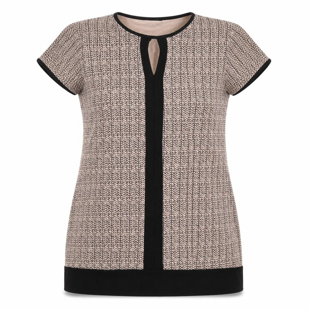 Mandi Womens Pink Geometric Polyester Shift Size 14 Round Neck Pullover