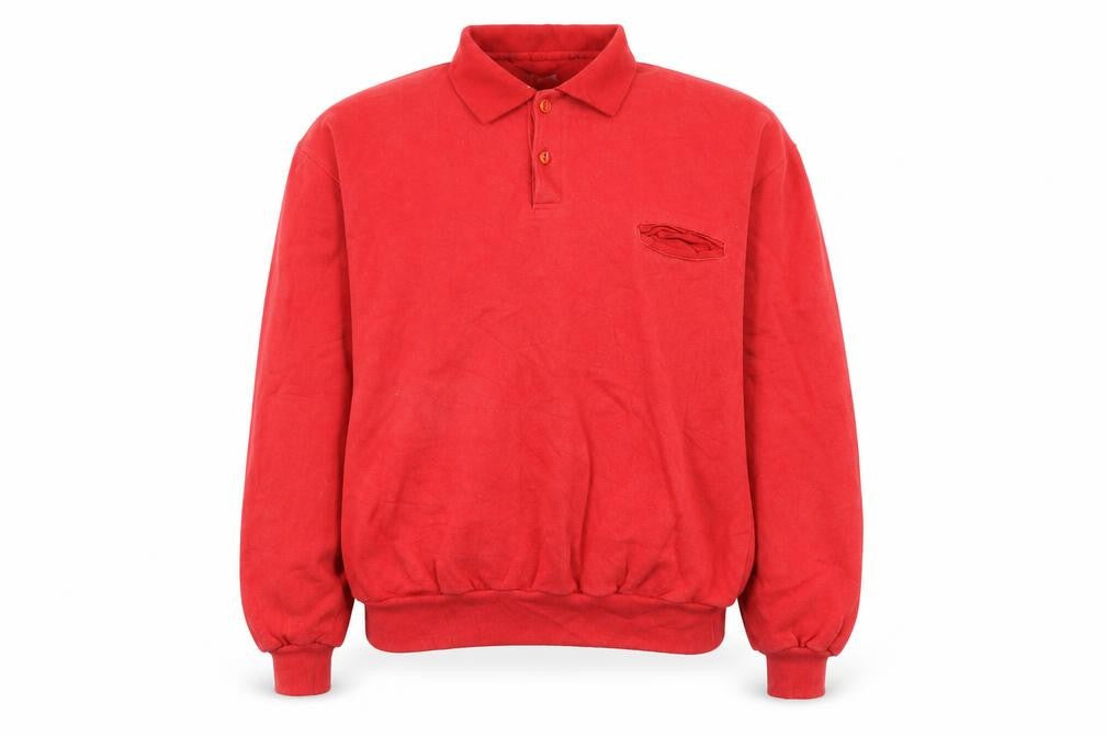 Style File Womens Red Cotton Pullover Sweatshirt Size 10 Button