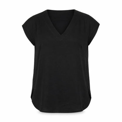 H&M Womens Black Polyester Basic Blouse Size 12 V-Neck