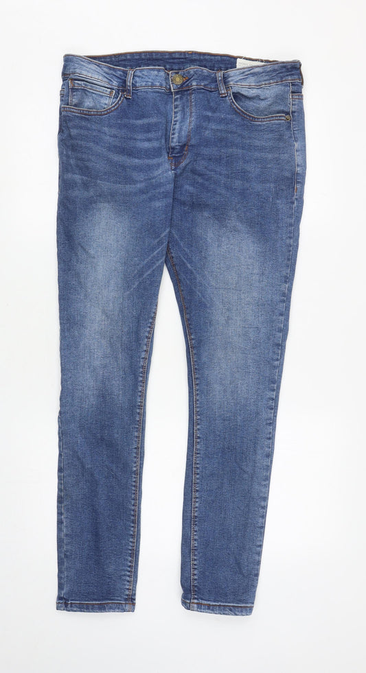 Denim & Co. Womens Blue Cotton Skinny Jeans Size 38 in L29.5 in Regular Zip