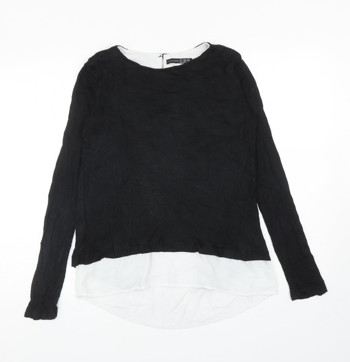 Atmosphere Womens Black Boat Neck Viscose Pullover Jumper Size 6