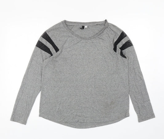 Divided Womens Grey Viscose Basic T-Shirt Size M Boat Neck
