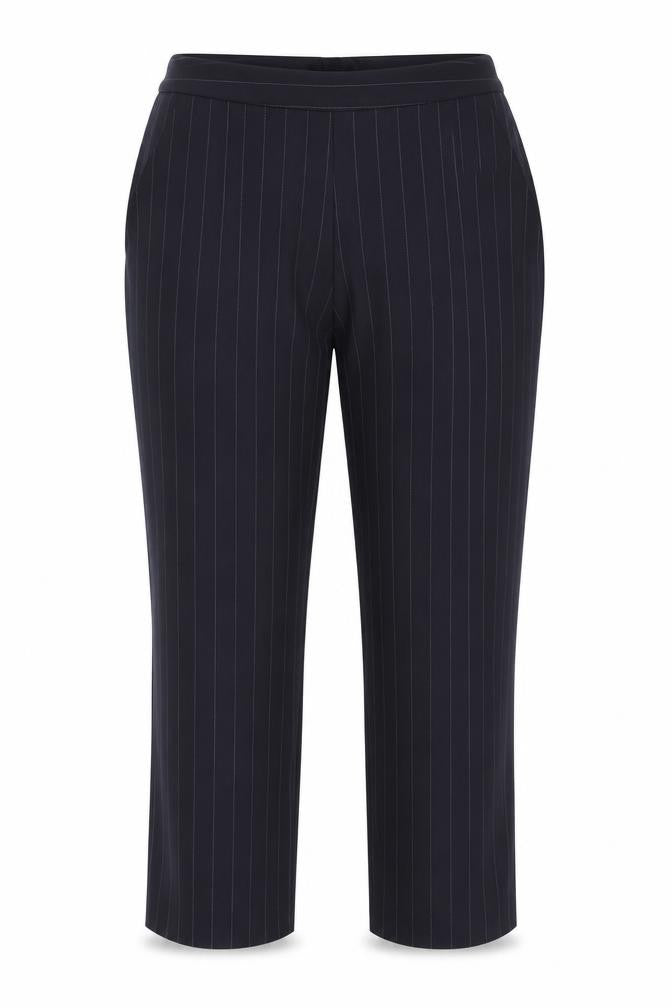 Bonmarché Womens Blue Striped Polyester Dress Pants Trousers Size 16 L24 in Regular