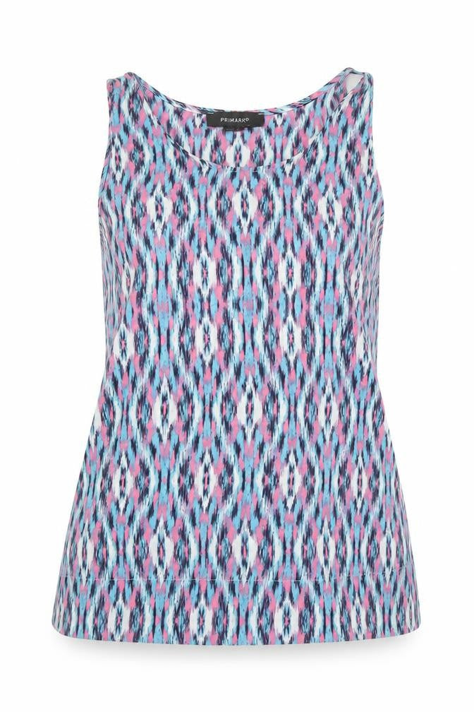 Primark Womens Multicoloured Geometric Polyester Basic Tank Size 10 Scoop Neck