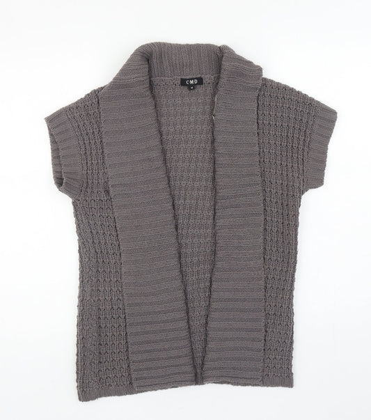 C.M.D Womens Grey V-Neck Acrylic Cardigan Jumper Size M
