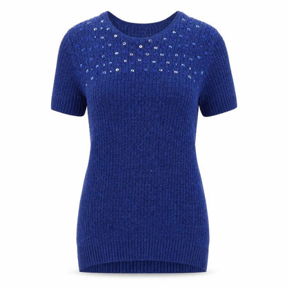 Saloos Womens Blue Round Neck Polyester Pullover Jumper Size L