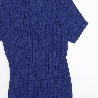 Saloos Womens Blue Round Neck Polyester Pullover Jumper Size L