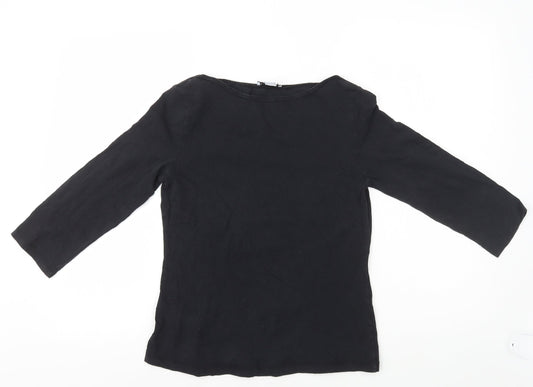 Warehouse Womens Black Polyester Basic T-Shirt Size 12 Scoop Neck