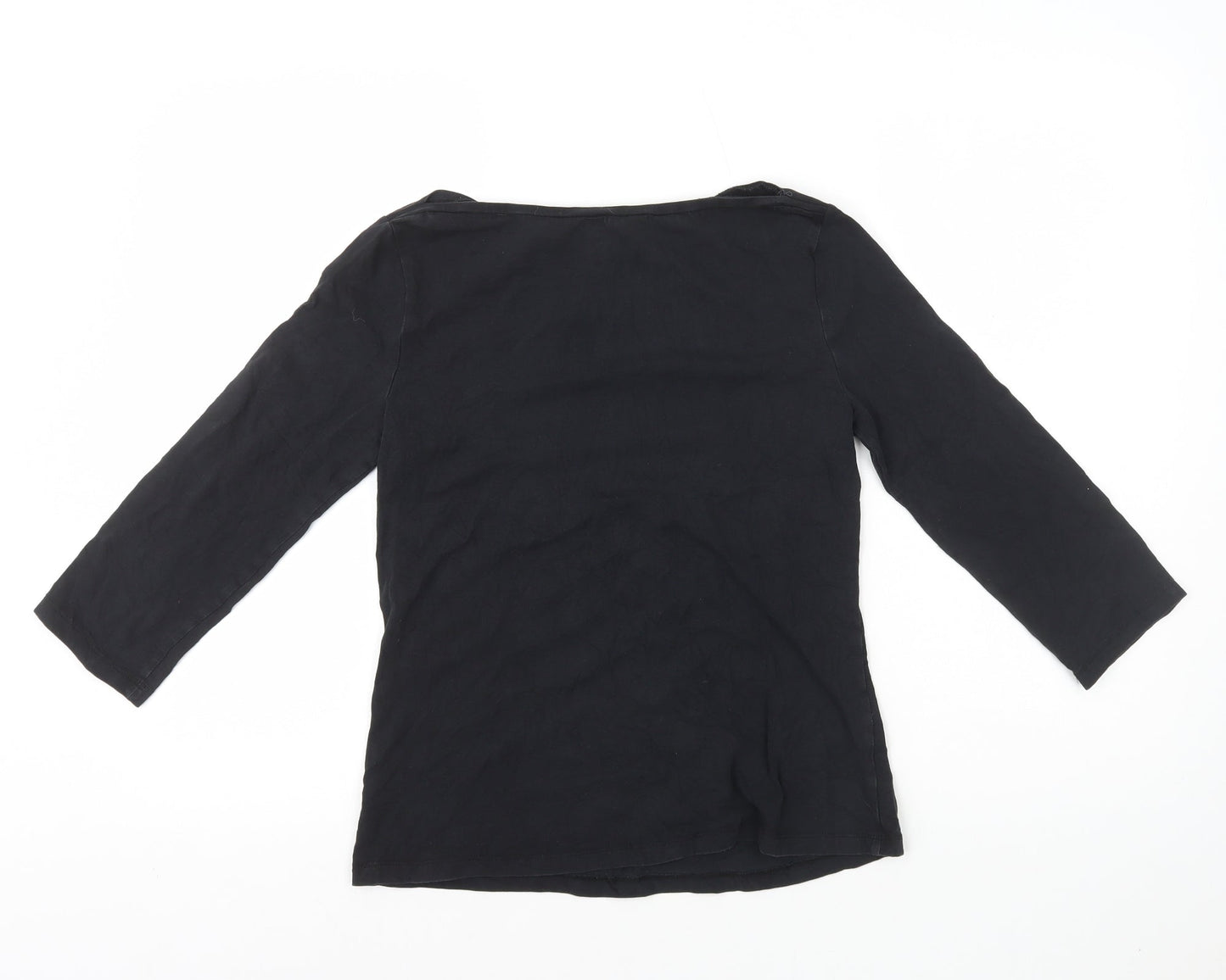Warehouse Womens Black Polyester Basic T-Shirt Size 12 Scoop Neck