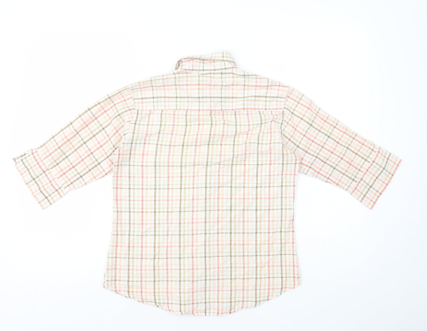 Grensville Womens Pink Plaid 100% Cotton Basic Button-Up Size S Collared