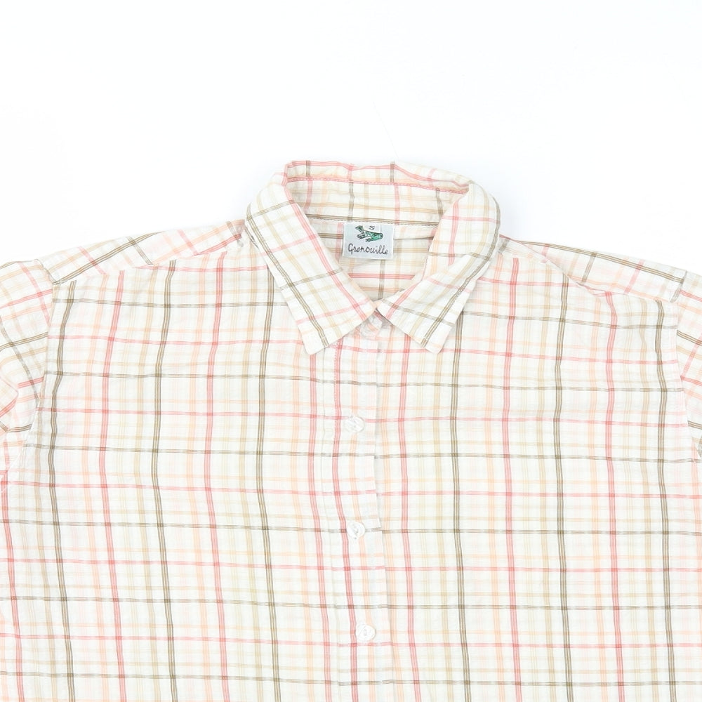 Grensville Womens Pink Plaid 100% Cotton Basic Button-Up Size S Collared