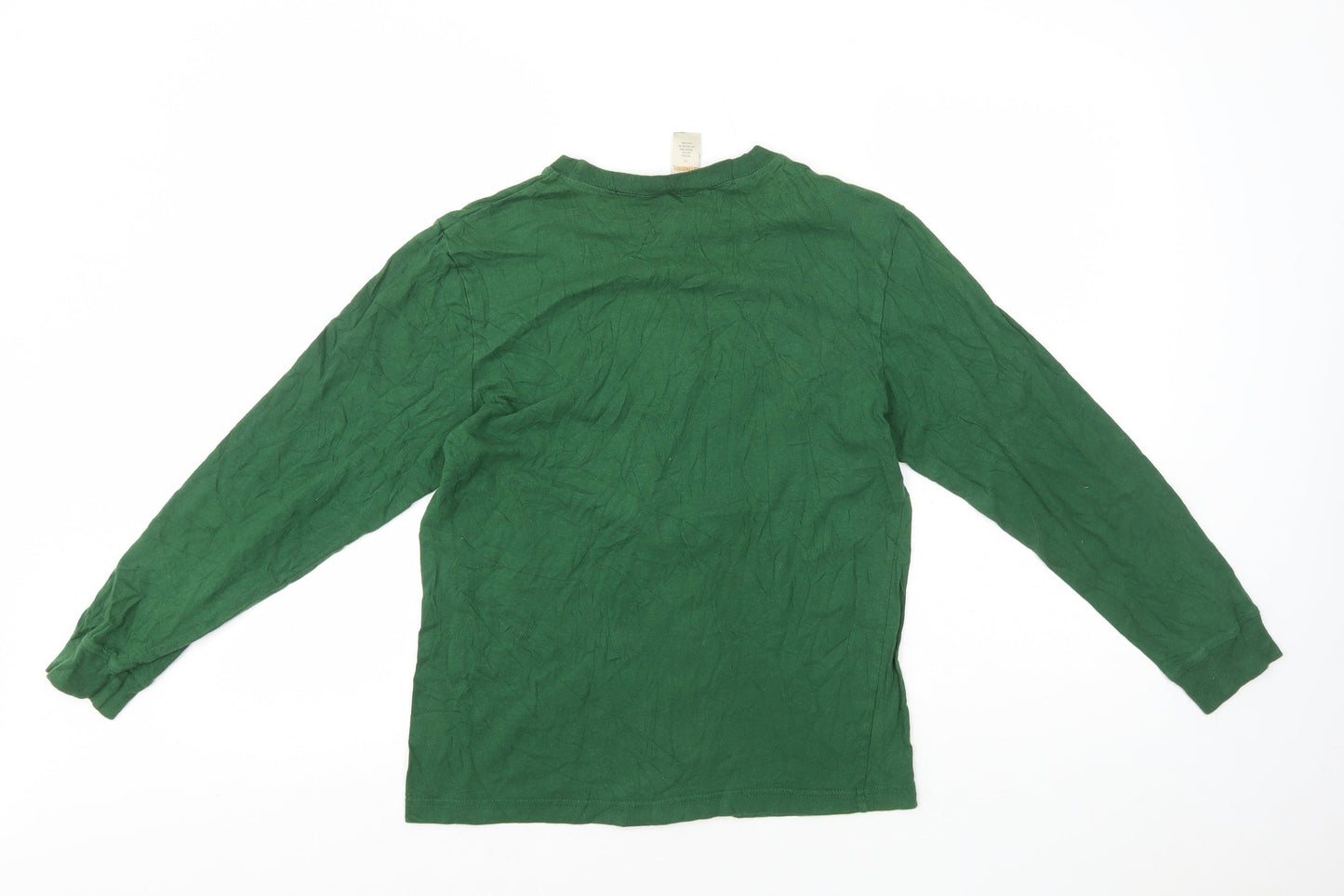 Gymboree Boys Green 100% Cotton Basic T-Shirt Size 12 Years Round Neck Pullover - Santa Rocks