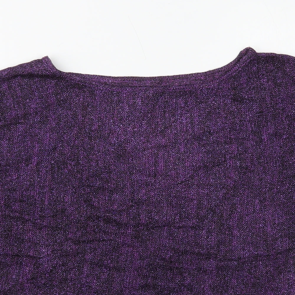 Preworn Womens Purple Polyester Basic T-Shirt Size M Round Neck - Glitter