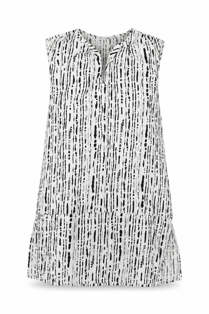 Primark Womens White Geometric Viscose Tunic Blouse Size 10 V-Neck