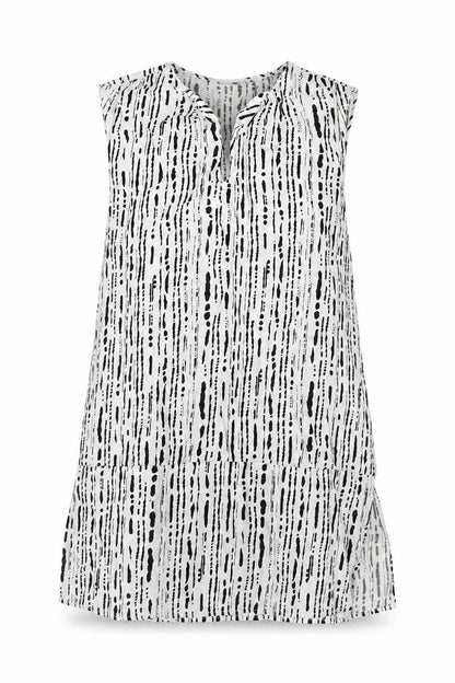 Primark Womens White Geometric Viscose Tunic Blouse Size 10 V-Neck