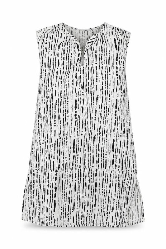 Primark Womens White Geometric Viscose Tunic Blouse Size 10 V-Neck