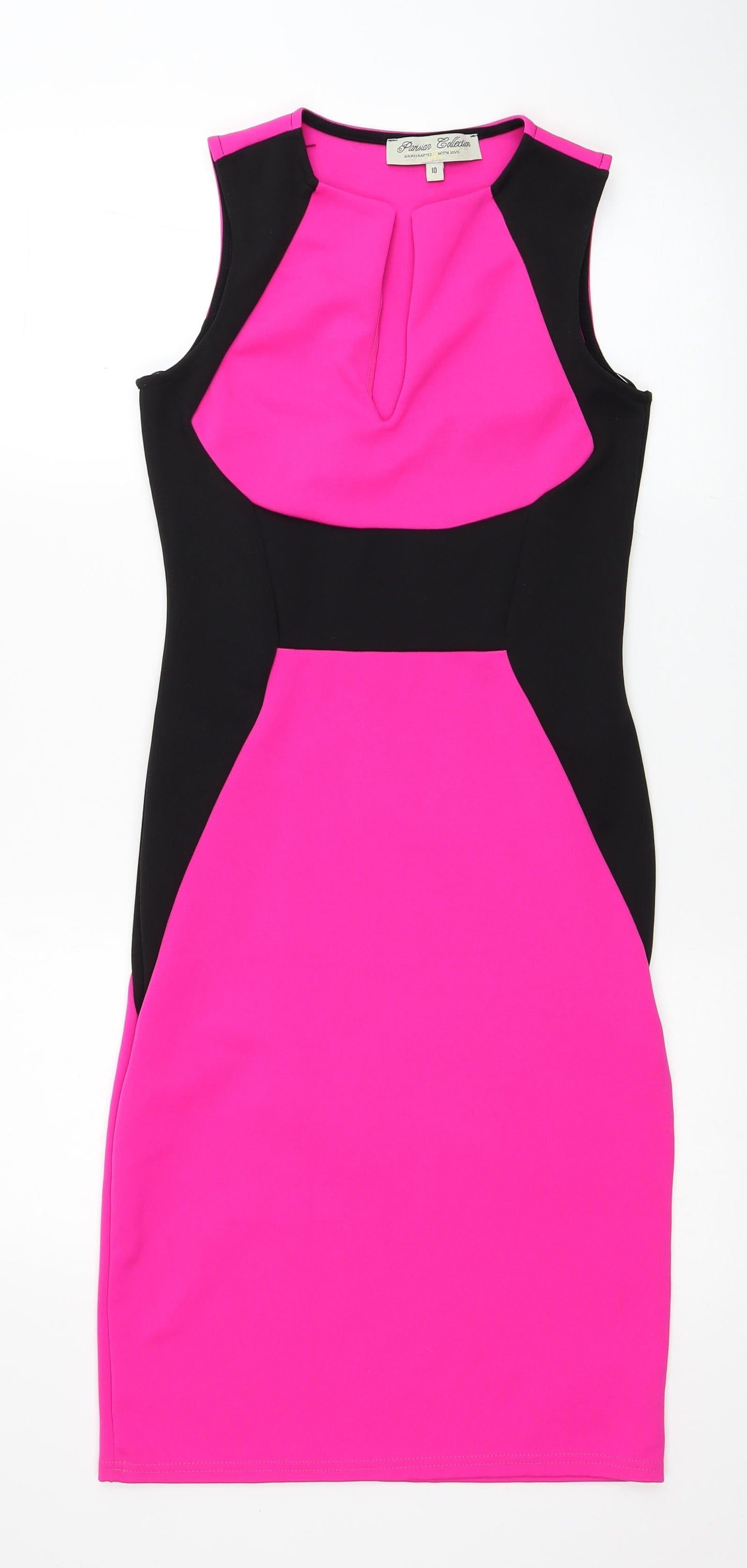 Persian Collection Womens Pink Colourblock Polyester Bodycon Size 10 V-Neck Pullover