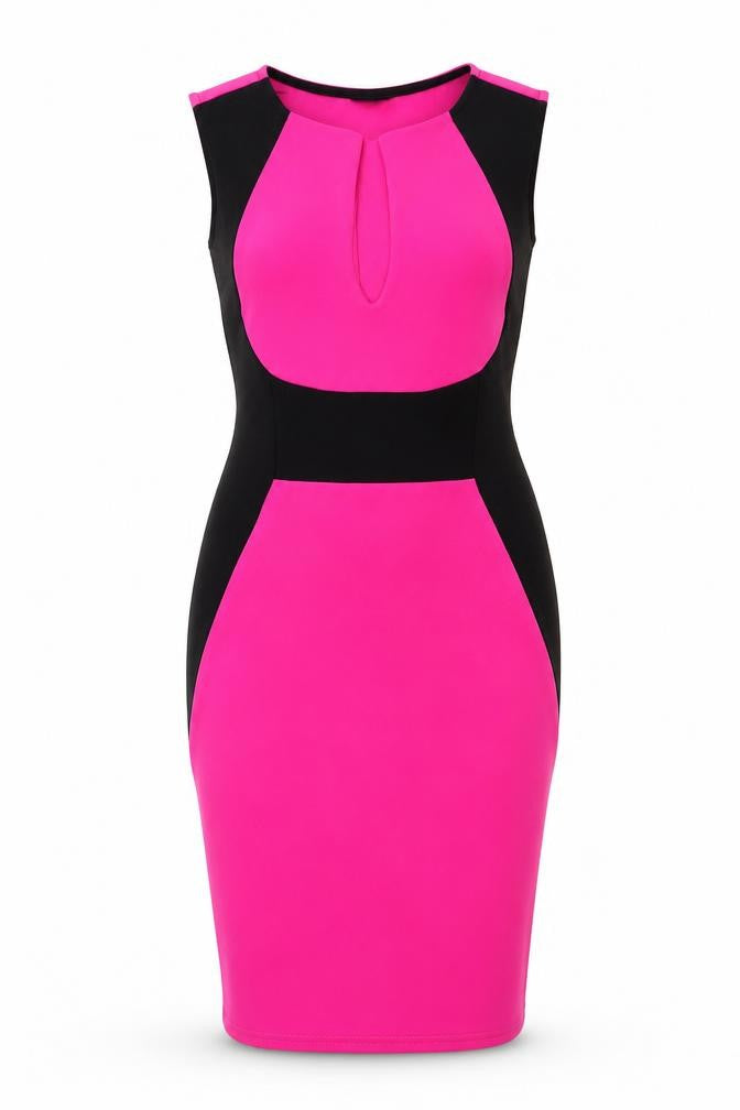 Persian Collection Womens Pink Colourblock Polyester Bodycon Size 10 V-Neck Pullover