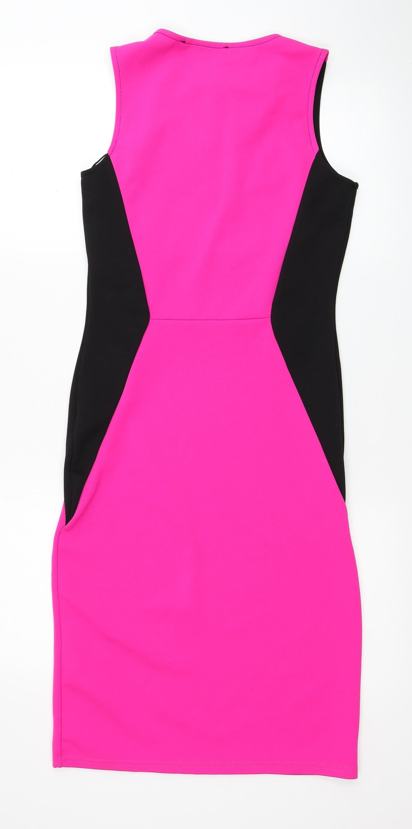 Persian Collection Womens Pink Colourblock Polyester Bodycon Size 10 V-Neck Pullover