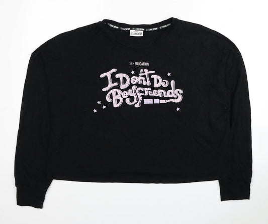 Netflix Womens Black Viscose Pullover Sweatshirt Size 18 Pullover - I Don't Do Boyfriends,Cropped