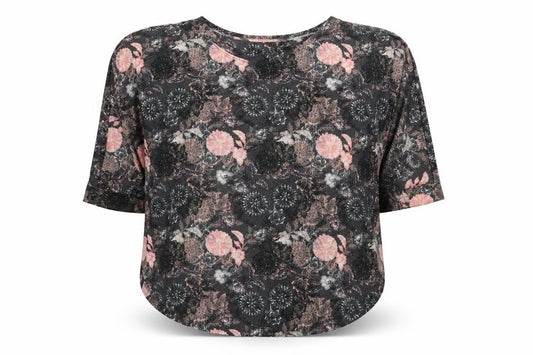 NEXT Womens Grey Floral Polyester Jersey T-Shirt Size 14 Scoop Neck