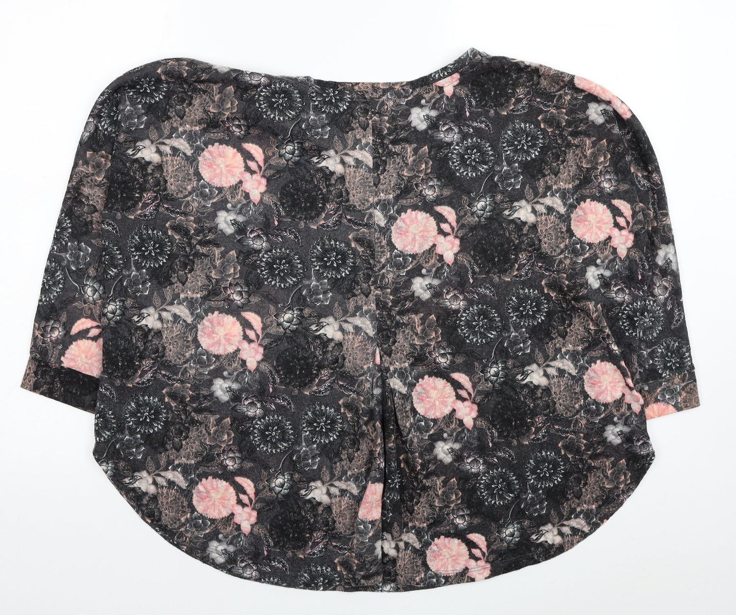 NEXT Womens Grey Floral Polyester Jersey T-Shirt Size 14 Scoop Neck