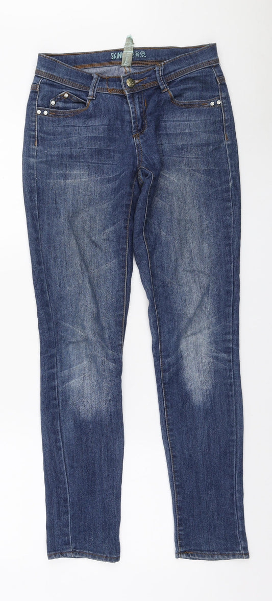 Denim & Co. Womens Blue Polyester Skinny Jeans Size 8 L30 in Regular Zip