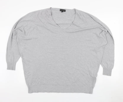 Phase Eight Womens Grey V-Neck Viscose Pullover Jumper Size M