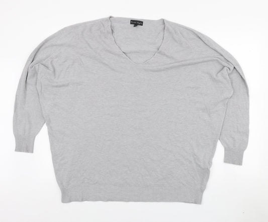 Phase Eight Womens Grey V-Neck Viscose Pullover Jumper Size M