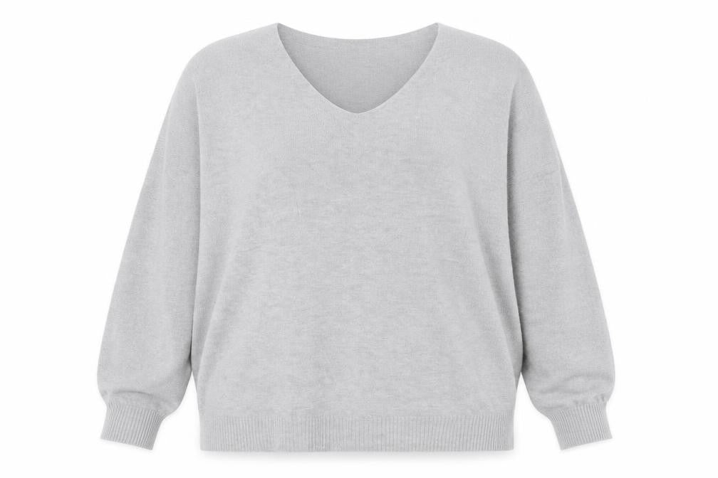 Phase Eight Womens Grey V-Neck Viscose Pullover Jumper Size M