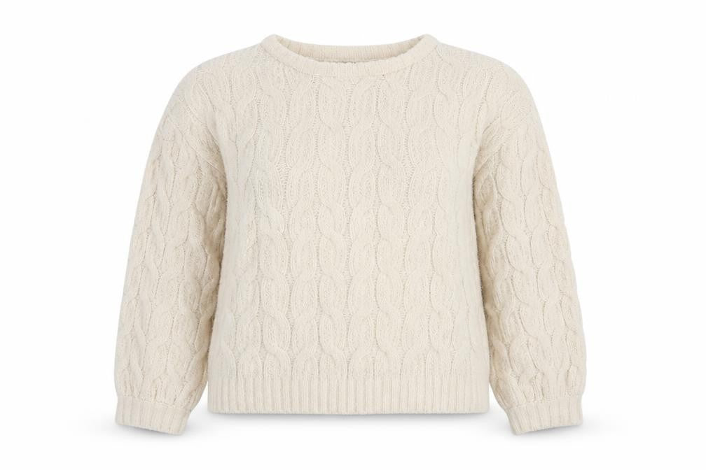 moon & madison Womens Ivory Round Neck Polyester Pullover Jumper Size S - Cropped Jumper
