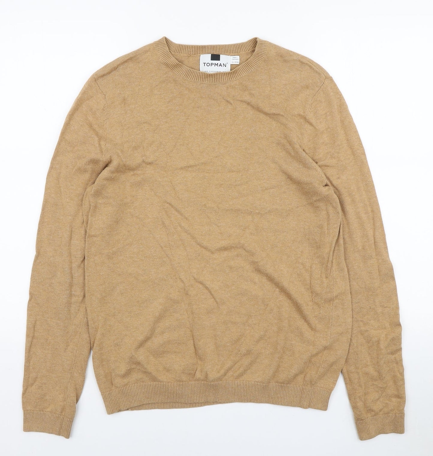 Topman Mens Brown Round Neck Acrylic Pullover Jumper Size S