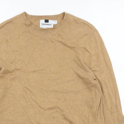 Topman Mens Brown Round Neck Acrylic Pullover Jumper Size S