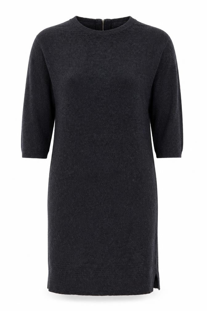 Monsoon Womens Grey Acrylic Jumper Dress Size S Boat Neck Zip