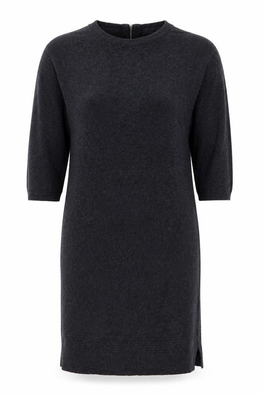 Monsoon Womens Grey Acrylic Jumper Dress Size S Boat Neck Zip