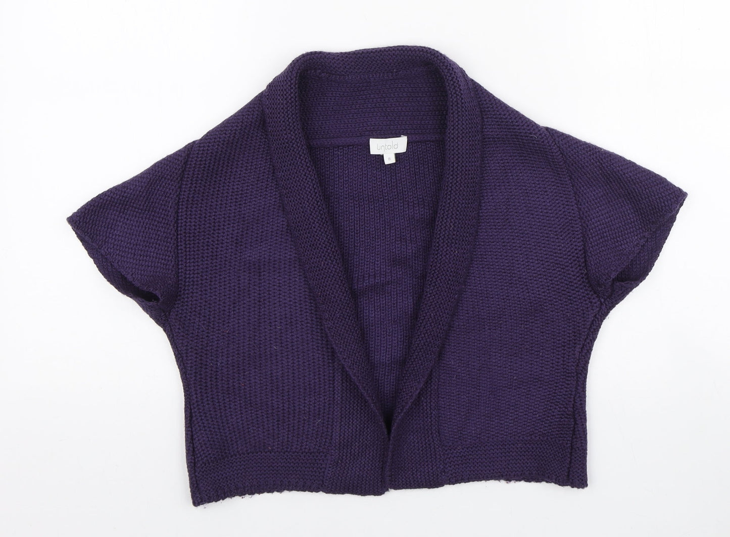 Untold Womens Purple V-Neck Acrylic Shrug Jumper Size 8