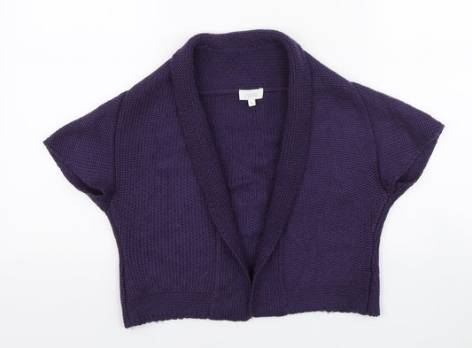 Untold Womens Purple V-Neck Acrylic Shrug Jumper Size 8