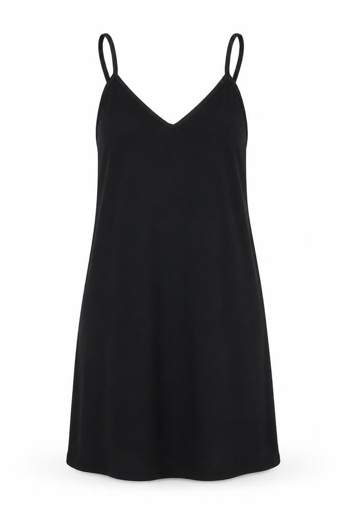 PRETTYLITTLETHING Womens Black Polyester Tank Dress Size 4 V-Neck Pullover