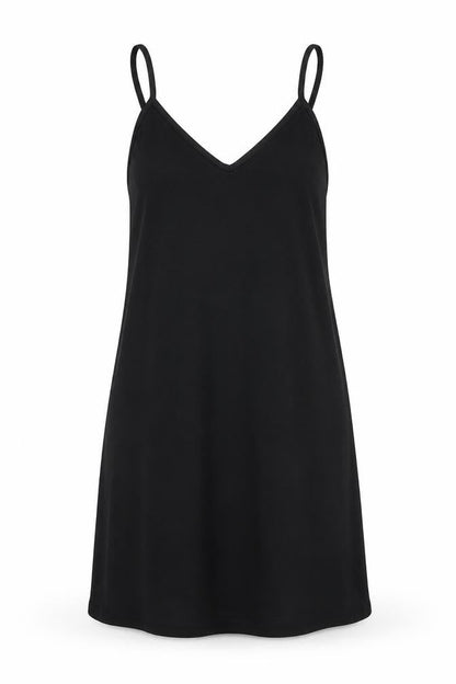 PRETTYLITTLETHING Womens Black Polyester Tank Dress Size 4 V-Neck Pullover